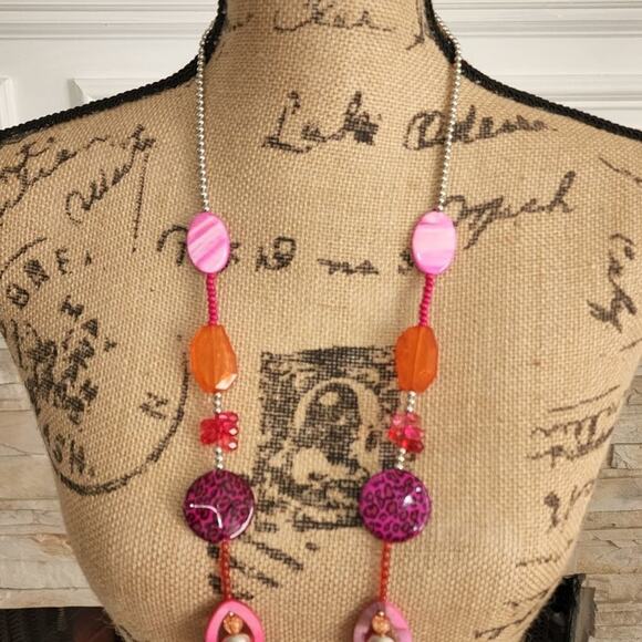 TRESHKA funky beaded leopard long necklace new - Picture 3 of 5
